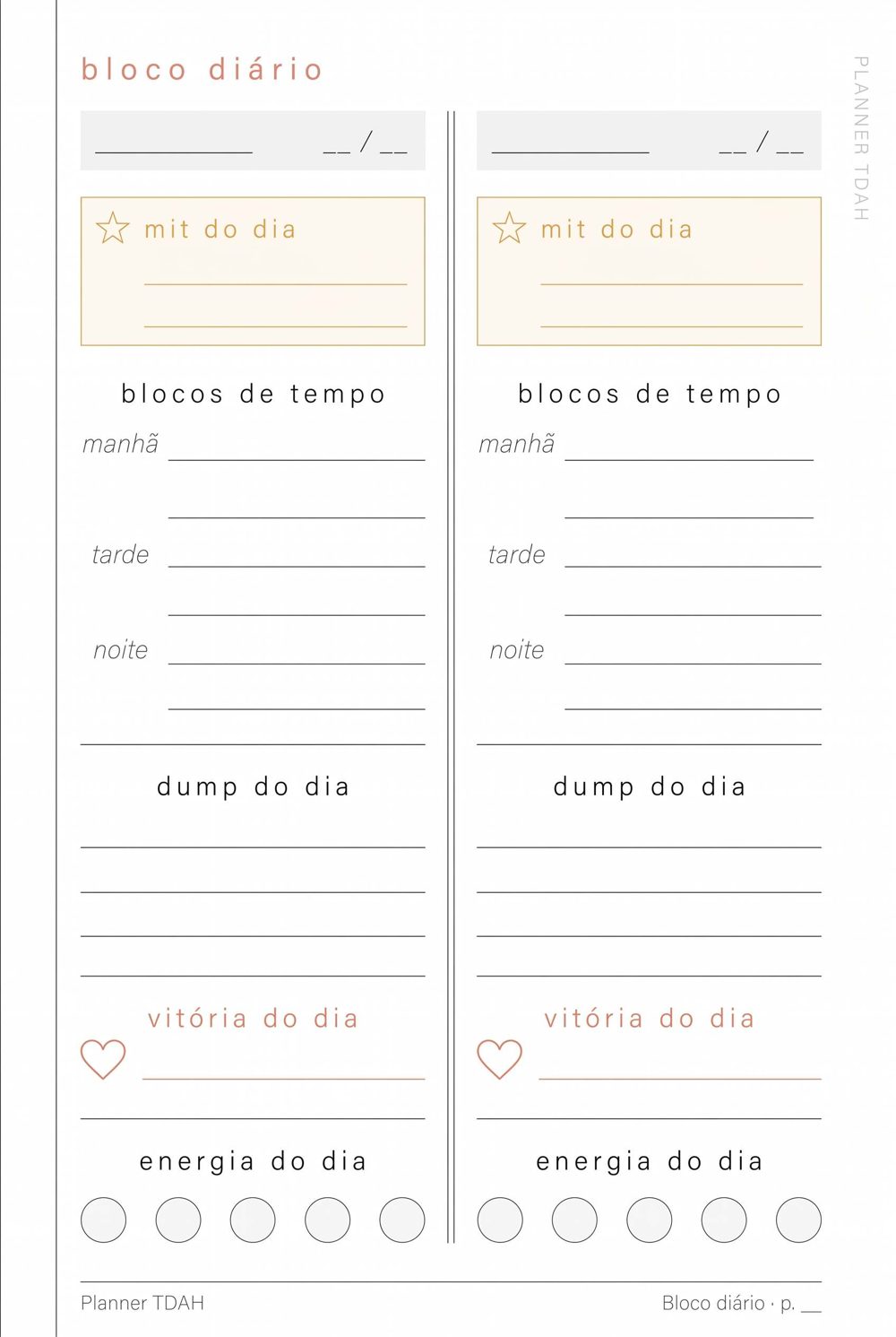 Página do Dia do Planner Anti-TDAH