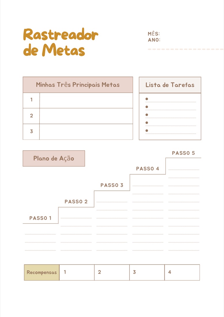 Página do Rastreador de Metas do Planner Anti-TDAH