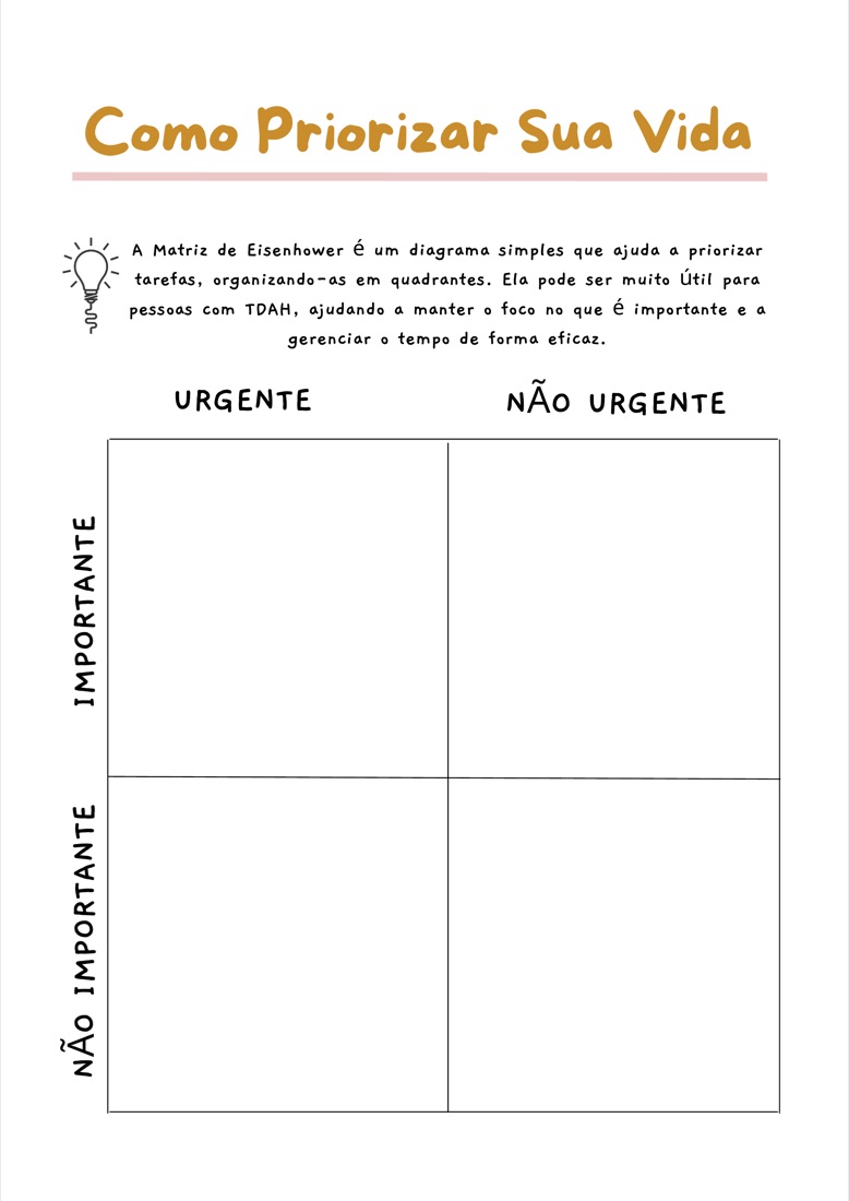 Página Como Priorizar Sua Vida do Planner Anti-TDAH